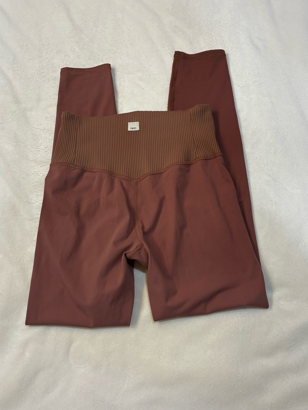 Vuori Rib Studio Legging High Rise Clay Terracotta Brown Rust Yoga Pants XS-S